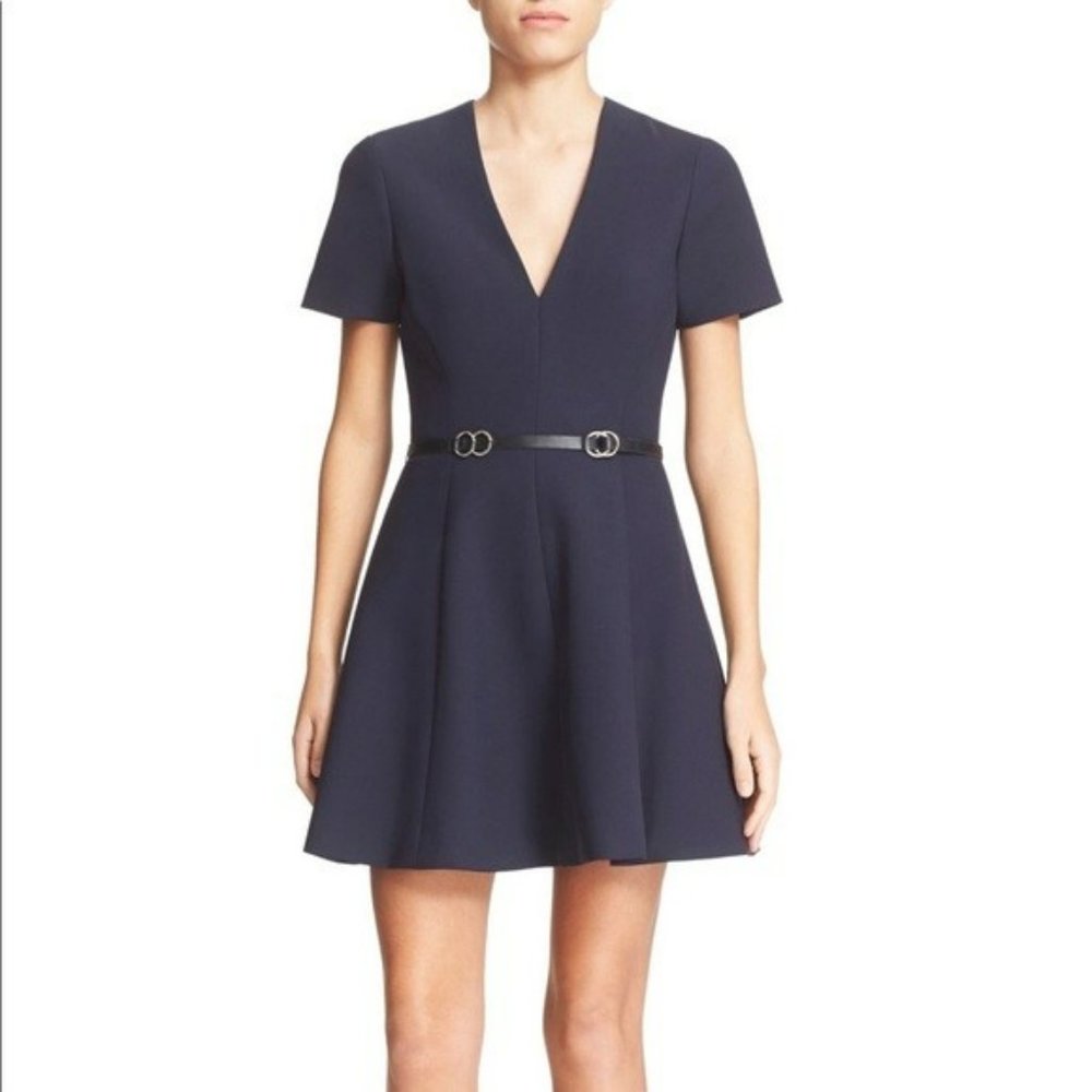 Cinq a Sept Viper V Neck Fit and Flare Dress